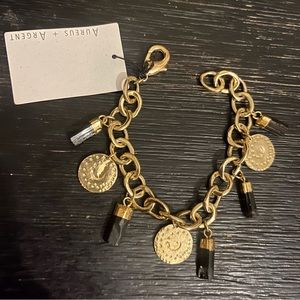 Banana Republic Aureus & Argent Gold Charm Bracelet with Tourmeline Charms